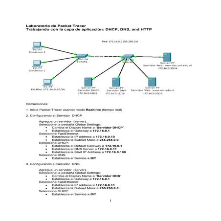 Laboratorio packet tracer dhcp-dns-http