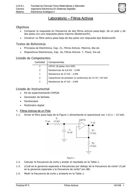 Laboratorio sobre filtros activos