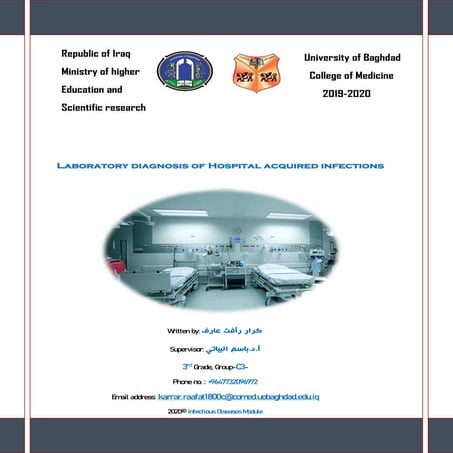 Laboratory diagnosis of hospital acquired infections(nosocomial infections)