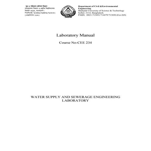 Laboratory manual of water supply and sewerage engineering