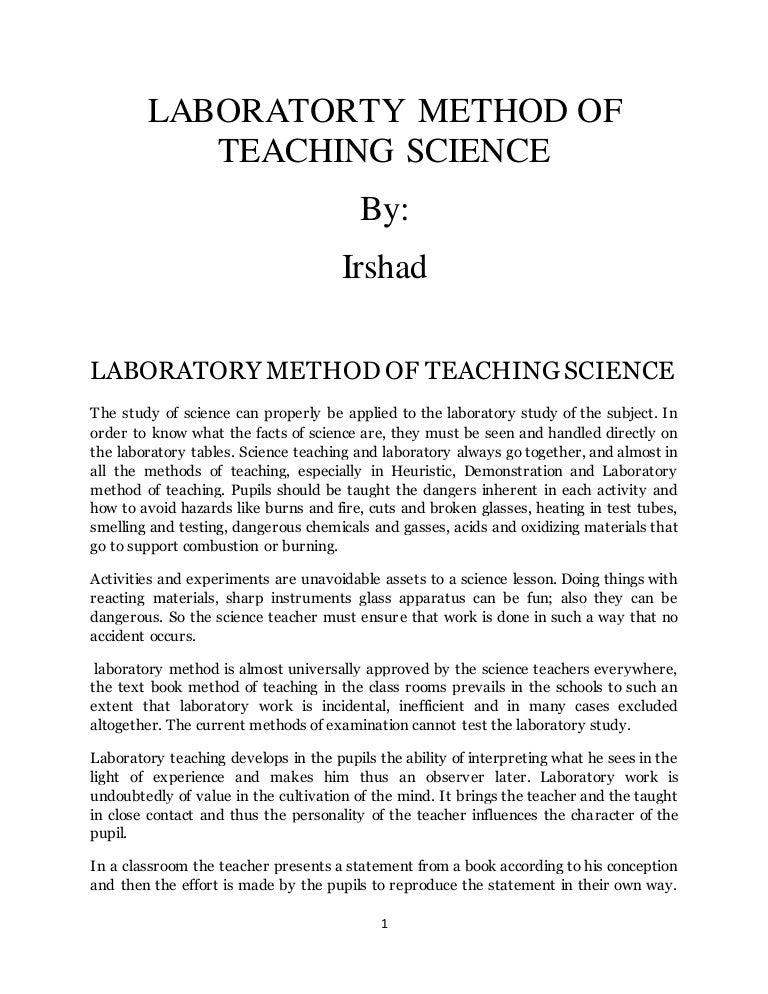 Laboratory Method of Teaching Science