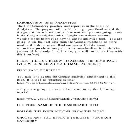 Laboratory one analytics the first laboratory practice and rep