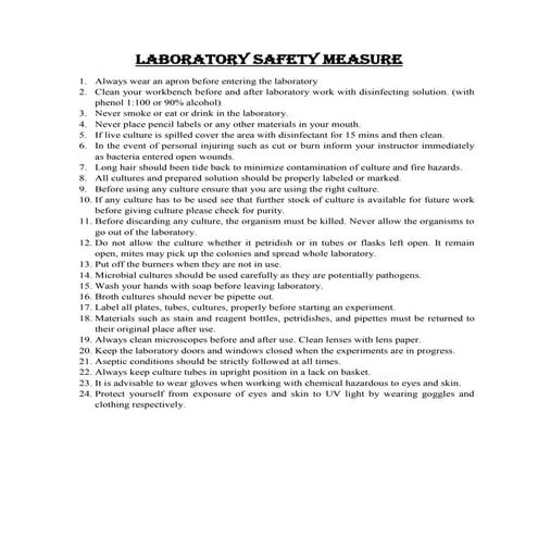 Laboratory safety measure