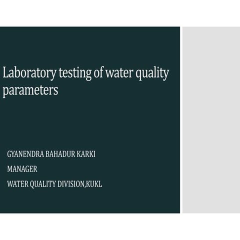 Laboratory testing of water quality parameters