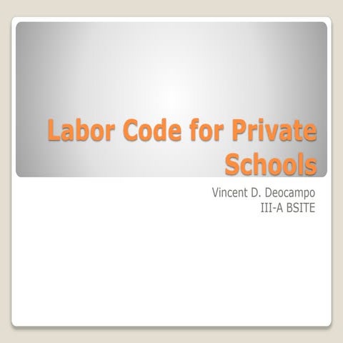 Labor code for private schools (philippines)