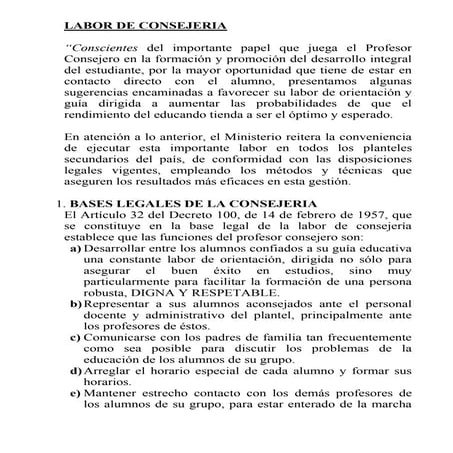 Labor de consejeria