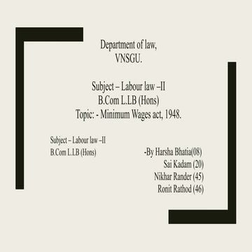 Minimum Wages act, 1948