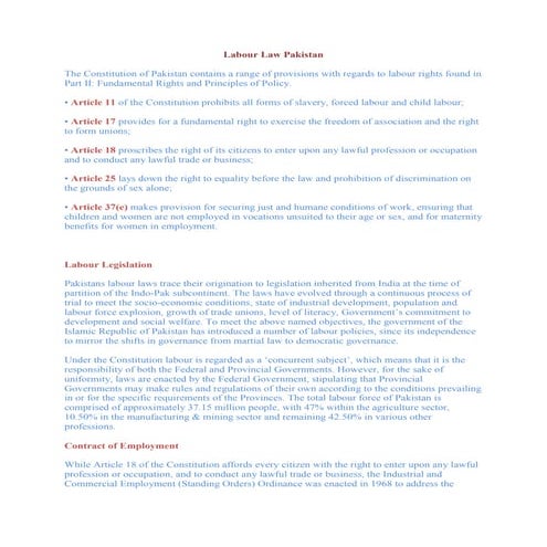 Labour Law Pakistan