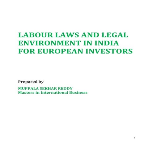 Labour laws and legal environment in india for european union