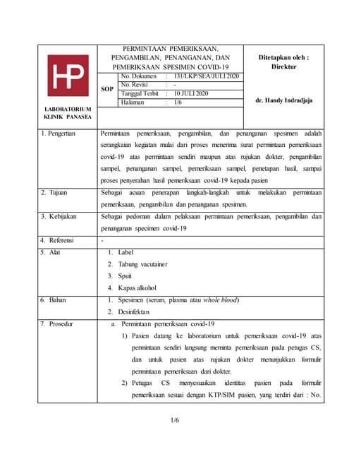 9. SOP TEKNIK PENGAMBILAN SAMPEL SWAB PCR.docx