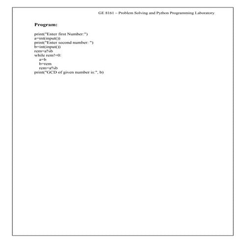 Python Lab manual program for BE First semester (all department | PDF