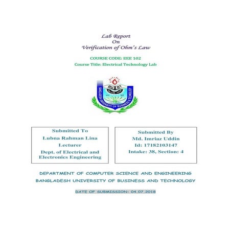 Verification of Ohm's Law