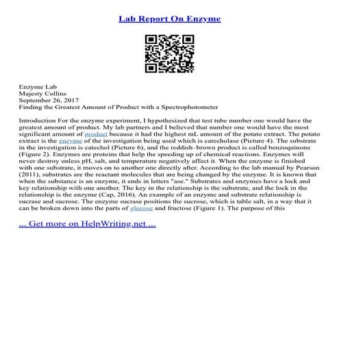 Lab Report On Enzyme | PDF
