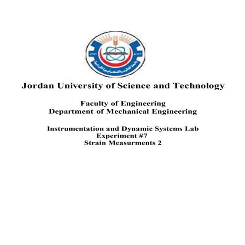 Instrumentation Lab. Experiment #7 Report: Strain Measurements 2