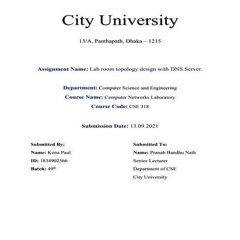 Lab room topology design with dns server