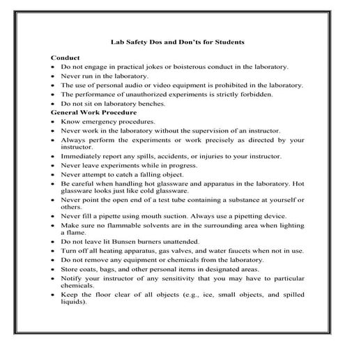 Lab safety dos and don
