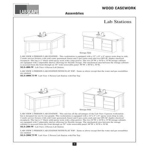 Labscape Wood Laboratory Casework and Furniture Bench Catalog Section | PDF