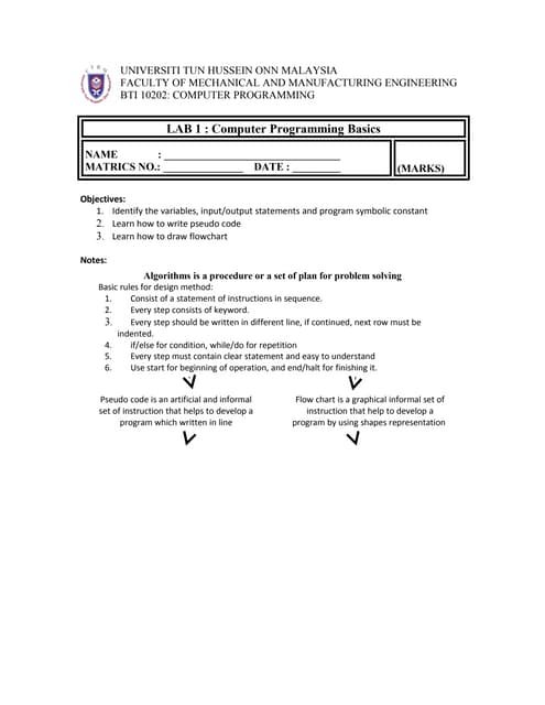 Lab sheet 1