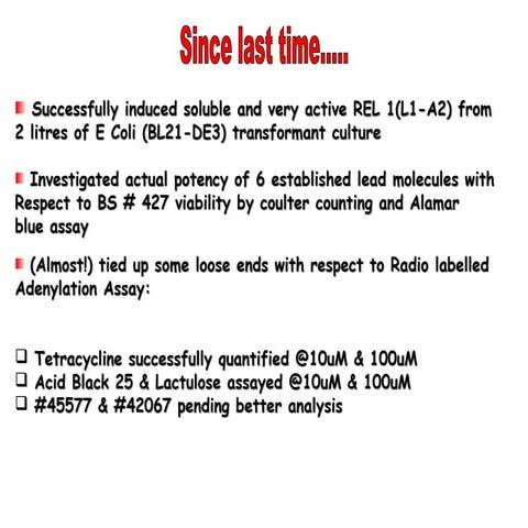 Lab talk 070510 inducing r_rel1 for establishing fret assay_ic50 studies with...