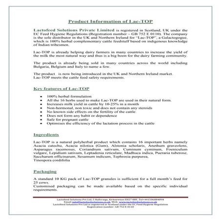 Lac top product brochure