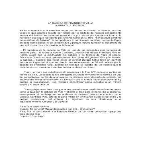 La cabeza de francisco villa