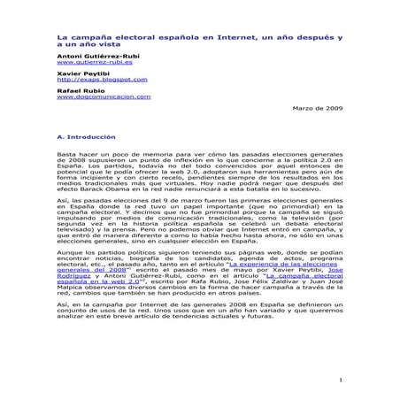 La Campana Electoral Espanola Un Ano Despues Gutierrez Peytibi Rubio