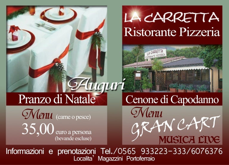 Menu Di Natale A 35 Euro.Natale E Capodanno A La Carretta