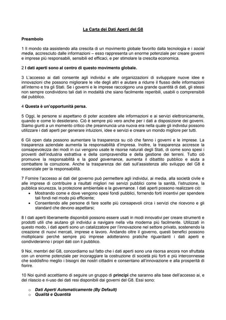 La carta dei dati aperti