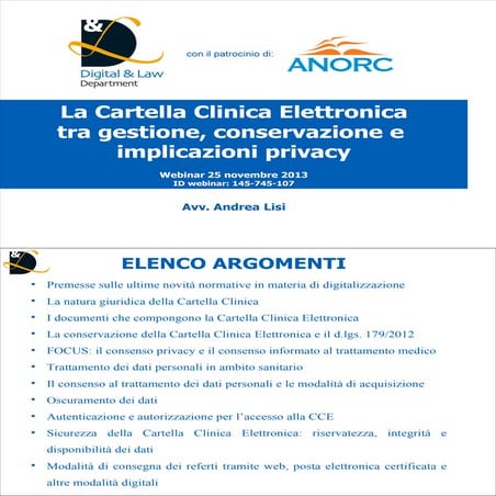 La Cartella Clinica Elettronica tra gestione, conservazione e implicazioni pr...