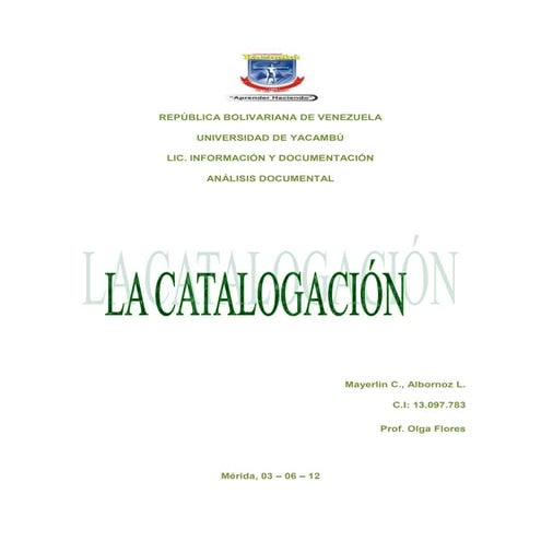La catalogación
