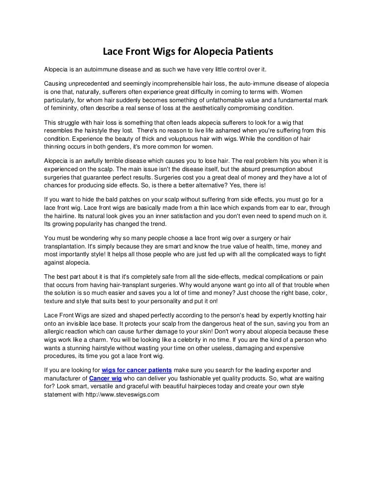 Lace front wigs for alopecia patients