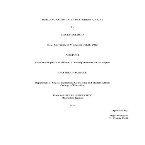 Building Community Masters Report