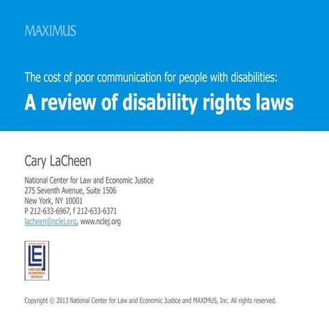 Cary LaCheen - The cost of poor communication with people with disabilities: ...