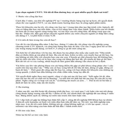 Lựa chọn ngành cntt