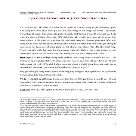 Lựa chọn trong điều kiện không chắc chắn
