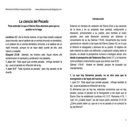 La ciencia del pecado todo lo que el eterno dios aborrece de su pueblo