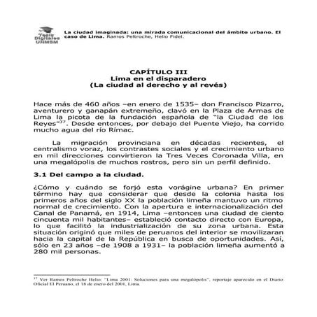 Lima, la ciudad imagina. Tesis de Helio Ramos