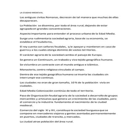 La ciudad Medieval. Estudios Urbanos I.