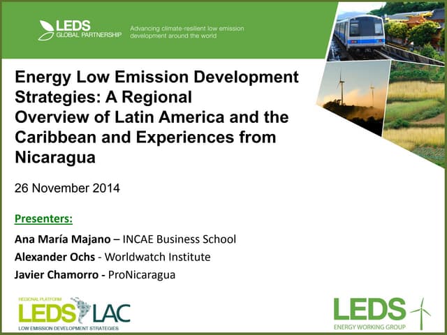 Energy Low Emission Development Strategies: A Regional Overview of Latin America and the Caribbean and Experiences from Nicaragua