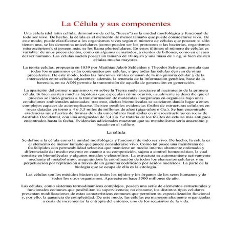 La célula y sus componentes