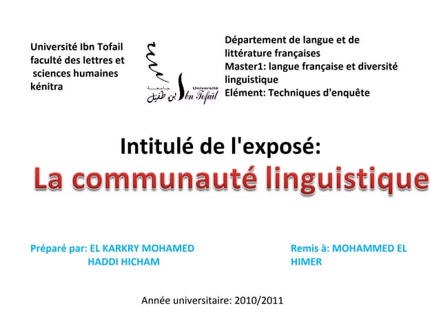 La communauté linguistique