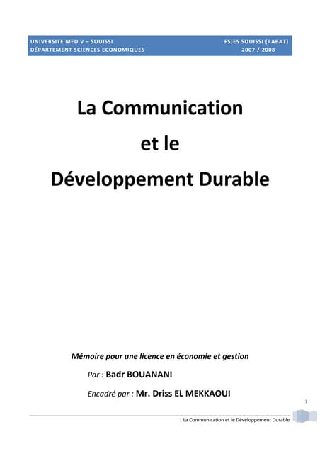 La communication et le developpemen...