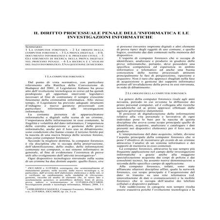 Il Diritto Processuale Penale dell’Informatica e le Investigazioni Informatiche