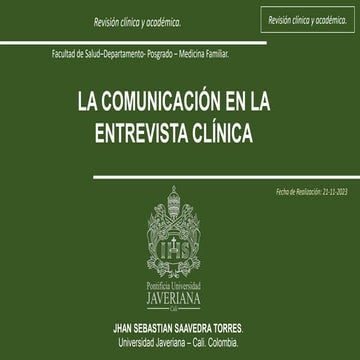LA COMUNICACIÓN EN LA ENTREVISTA CLÍNICA 