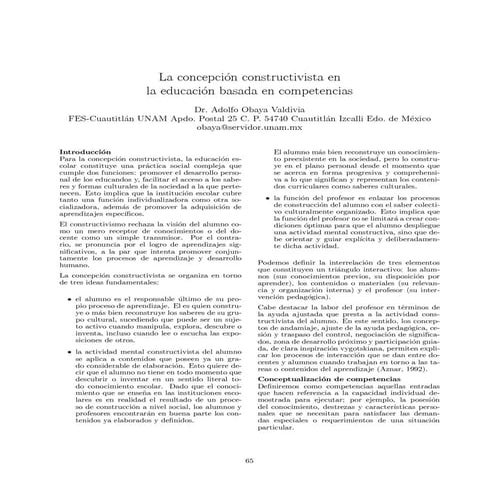 La concepción constructivista en la educación por competencias