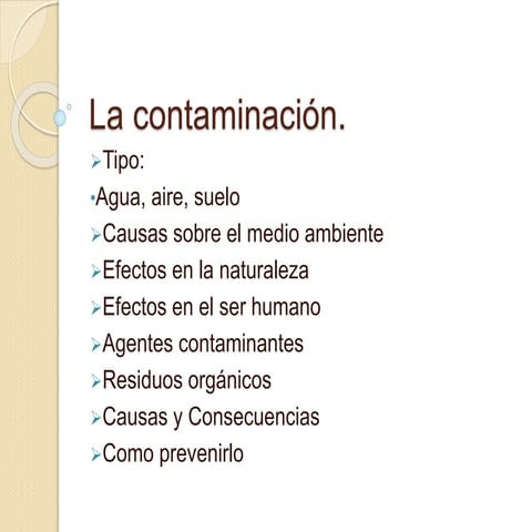 La Contaminación En El Medio Ambiente 