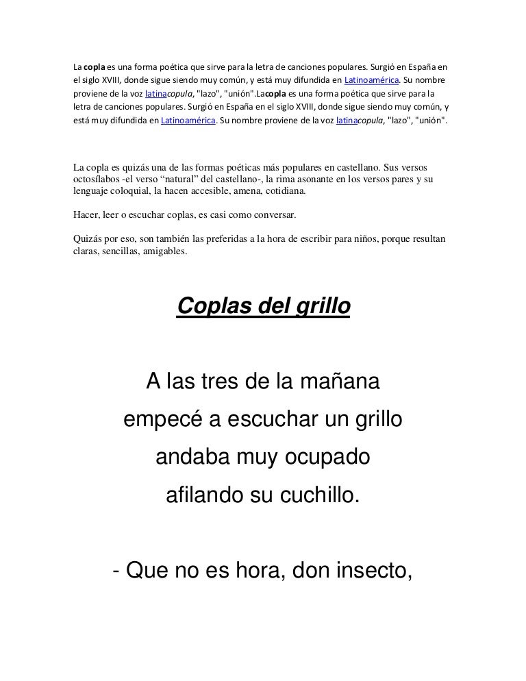 Como Hacer Una Copla Con Rima Libros Favorito