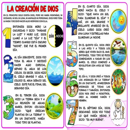 LA CREACION DE DIOS ILUSTRADO POR DIAS.. | PDF
