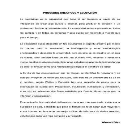 Procesos creativos y educación