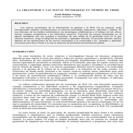 La Creatividad y las Nuevas Tecnologias en Tiempos de Crisis